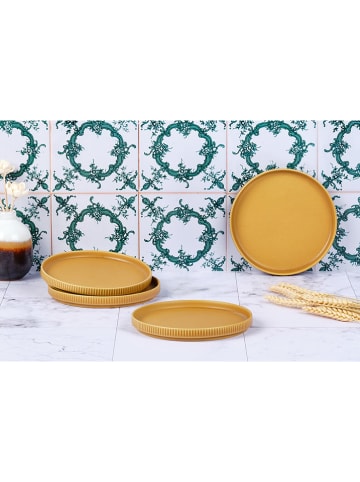 Björn Talerze (4 szt.) "Scandi" w kolorze musztardowym do przystawek - Ø 16,5 cm