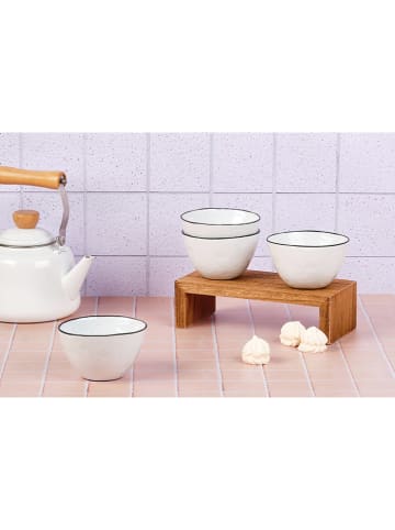 Björn 4-delige set: serveerkommen "Pure" wit/zwart - Ø 12 cm