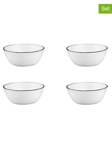 Björn 4-delige set: ontbijtborden "Pure" wit/zwart - Ø 16 cm
