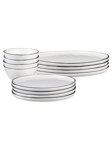 Björn 12-delig tafelservies "Pure" wit/zwart