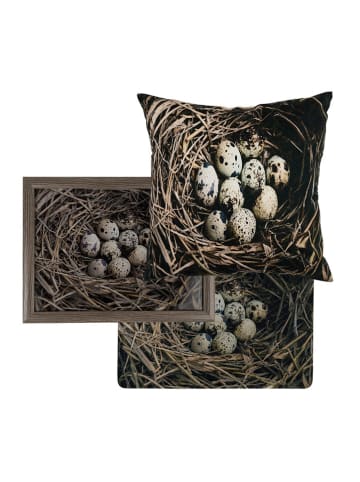 Mars & More Poduszka "Eggs in nest" w kolorze jasnobrązowym - 50 x 50 cm