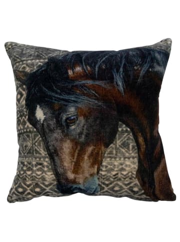 Mars & More Poduszka "Horse" w kolorze brązowo-szarym - 45 x 45 cm