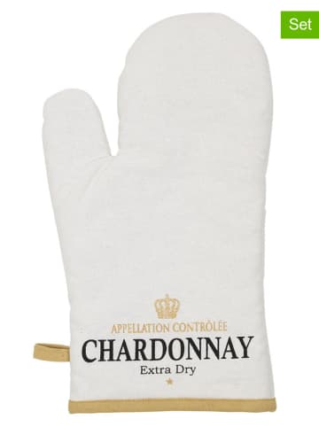 Mars & More 2er-Set: Ofenhandschuhe "Chardonnay" in Weiß - (L)33 x (B)17 cm