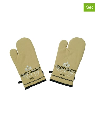 Mars & More 2-delige set: ovenhandschoenen "Pinot Grigio" wit - (L)33 x (B)17 cm