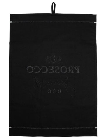 Mars & More 3er-Set: Geschirrtücher "Prosecco" in Schwarz - (L)70 x (B)50 cm