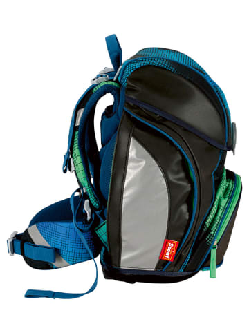Scout 4tlg. Schulranzen-Set "Alpha Set Movie - Blue Pixel" in Schwarz/ Blau
