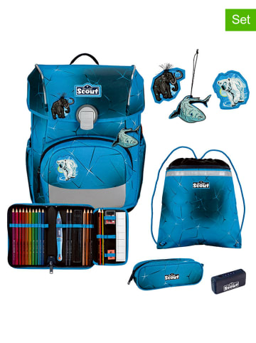 Scout 4tlg. Schulranzen-Set "Neo Set Safety Light - Polar Blue" in Blau