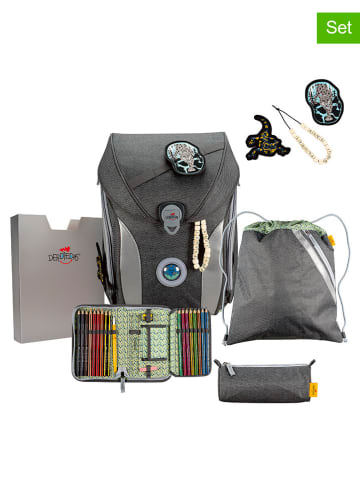 DerDieDas 5tlg. Schulranzen-Set " ErgoFlex Max - My World" in Anthrazit
