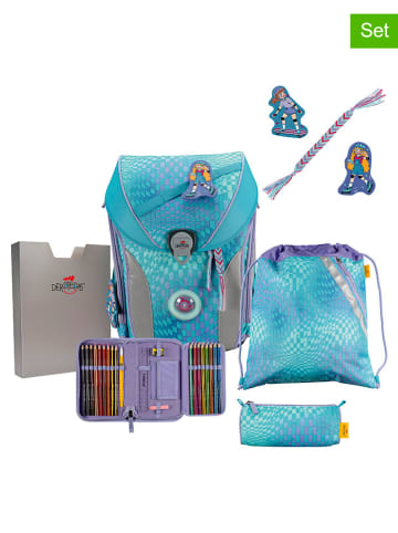 DerDieDas 5tlg. Schulranzen-Set " ErgoFlex Max - Activ" in Hellblau