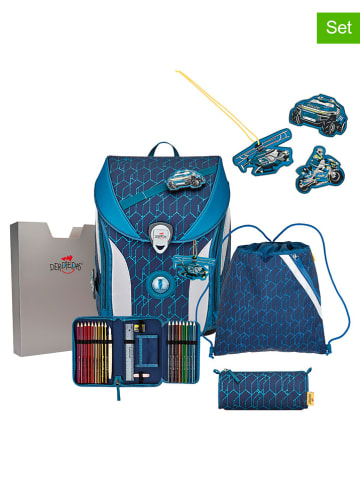 DerDieDas 5tlg. Schulranzen-Set "ErgoFlex MAx - Blue Speed" in Dunkelblau