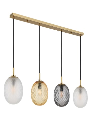 Globo lighting Hanglamp "Devin" goudkleurig/grijs/transparant - (L)96 x (B)15 x (H)120 cm