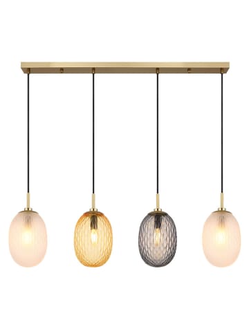 Globo lighting Hanglamp "Devin" goudkleurig/grijs/transparant - (L)96 x (B)15 x (H)120 cm