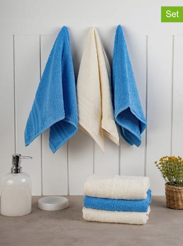 Elizabed 6er-Set: Waschlappen in Creme/ Blau