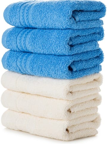 Elizabed 6er-Set: Waschlappen in Creme/ Blau