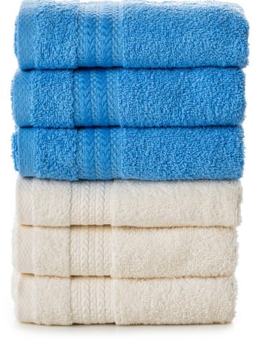 Elizabed 6er-Set: Waschlappen in Creme/ Blau