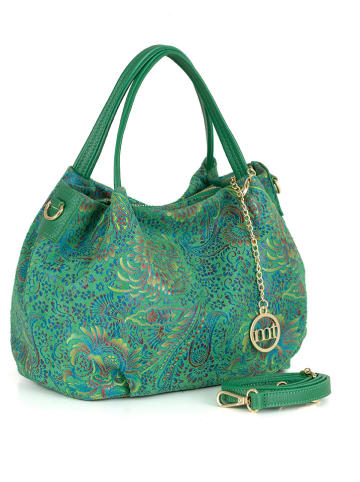 Mia Tomazzi Leren handtas "Gonfalone" groen - (B)24 x (H)21 x (D)13 cm