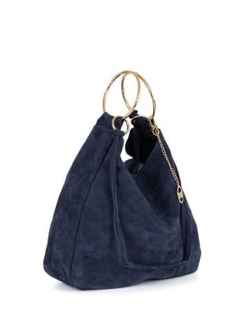 Mia Tomazzi Skórzana torebka "Tarabella" w kolorze granatowym - 34 x 30 x 11 cm