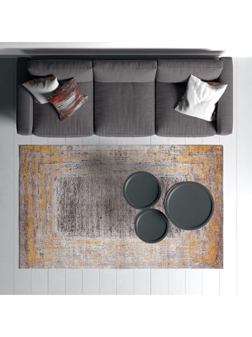 Conceptum Hypnose Baumwoll-Teppich ''Woopamuk019'' in Grau/ Ocker