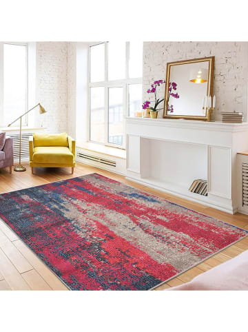 Conceptum Hypnose Baumwoll-Teppich ''Woopamuk226'' in Rot/ Beige/ Blau