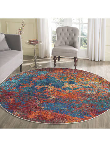 Conceptum Hypnose Baumwoll-Teppich ''Woopamuk528'' in Blau/ Rot/ Orange