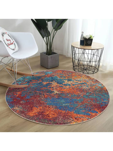 Conceptum Hypnose Baumwoll-Teppich ''Woopamuk528'' in Blau/ Rot/ Orange