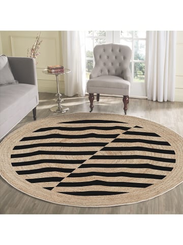 Conceptum Hypnose Baumwoll-Teppich ''Woopamuk530'' in Beige/ Schwarz