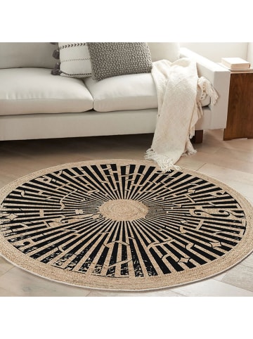 Conceptum Hypnose Baumwoll-Teppich ''Woopamuk532'' in Beige/ Schwarz