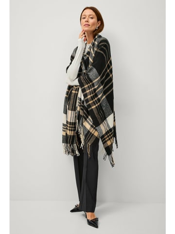 ellos Poncho "Ally" in Scharz/ Beige/ Weiß