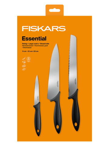Fiskars 3-częściowy zestaw noży w kolorze czarno-srebrnym