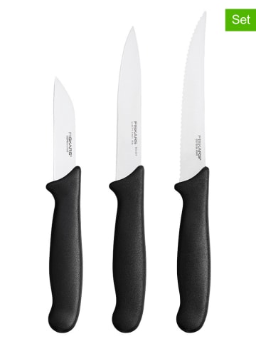 Fiskars 3er-Set: Küchenmesser ''Essential'' in Schwarz/ Silber