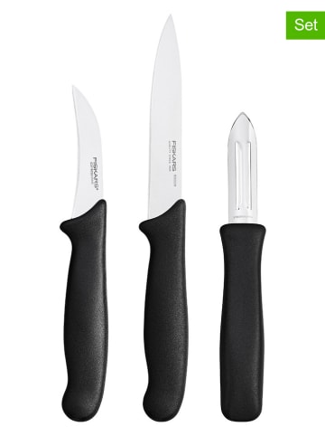 Fiskars 3er-Set: Küchenmesser ''Essential'' in Schwarz/ Silber