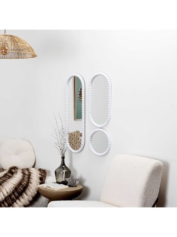 THE HOME DECO FACTORY 3-delige set: spiegel "Corfu" wit
