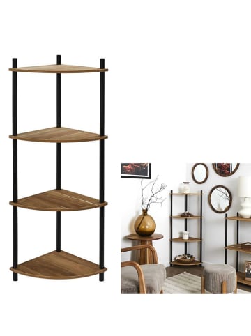 Rétro Chic Eckenregal in Hellbraun/ Schwarz - (B)35 x (H)112 x (T)35 cm