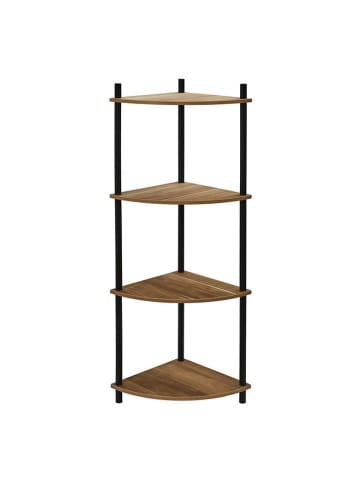 Rétro Chic Eckenregal in Hellbraun/ Schwarz - (B)35 x (H)112 x (T)35 cm