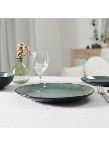 THE HOME DECO FACTORY Talerze (6 szt.) "Elia" w kolorze czarno-zielonym - Ø 27 cm