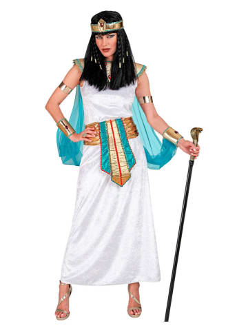 Carnival Party 6-delig kostuum "Egyptische Koningin" wit/turquoise/goudkleurig