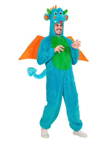 Carnival Party Kostümoverall "Drache'' in Grün/ Blau/ Orange