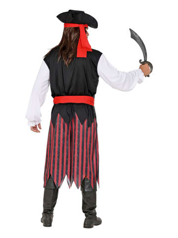 Carnival Party 5-delig kostuum "Caribische Piraat" wit/zwart/rood