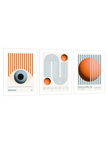 Orangewallz 3er-Set: Gerahmte Kunstdrucke "Bauhaus"