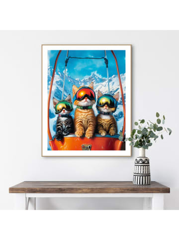 Orangewallz Ingelijste kunstdruk "Cat Ski Lift"