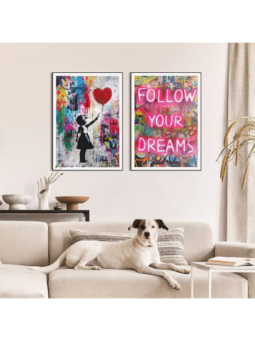 Orangewallz Druki artystyczne (2 szt.) "Balloon Dreams" w ramce