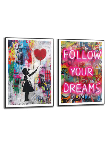 Orangewallz 2er-Set: Gerahmte Kunstdrucke "Balloon Dreams"