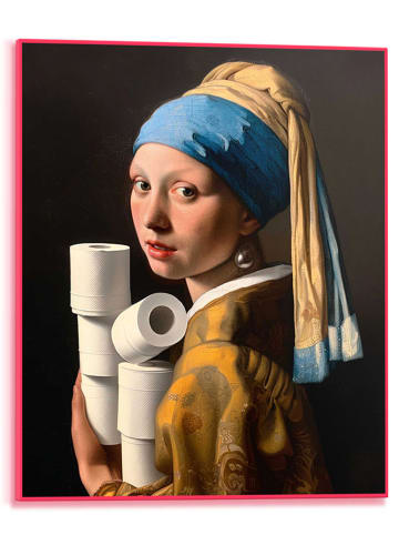 Orangewallz Druk artystyczny "Toilet Pearl Girl" w ramce