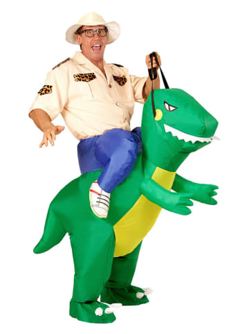 Carnival Party 2tlg. Kostüm "Entdecker auf dem Dinosaurier" in Grün