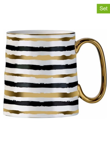BIA INTERNATIONAL Kubki jumbo (2 szt.) "Parallel" w kolorze złoto-biało-czarnym - 450 ml