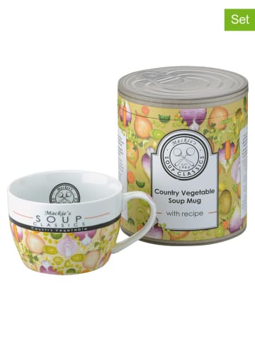 BIA INTERNATIONAL 2er-Set: Jumbotassen ''Mackie's Soup - Vegetable'' in Grün/ Bunt - 650 ml
