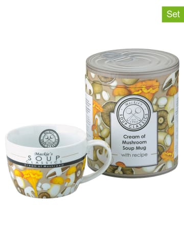 BIA INTERNATIONAL 2-delige set: mokken ''Mackie's Soup-Cream of Mushroom'' lichtbruin/geel-650ml
