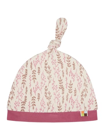 loud + proud Czapka beanie w kolorze beżowo-czerwonym