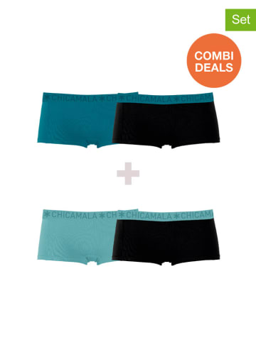 Muchachomalo 4er-Set: Pantys in Schwarz/ Türkis