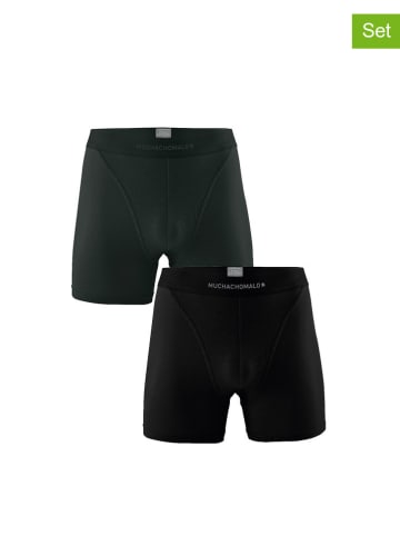 Muchachomalo 2er-Set: Boxershorts in Schwarz/ Dunkelgrün